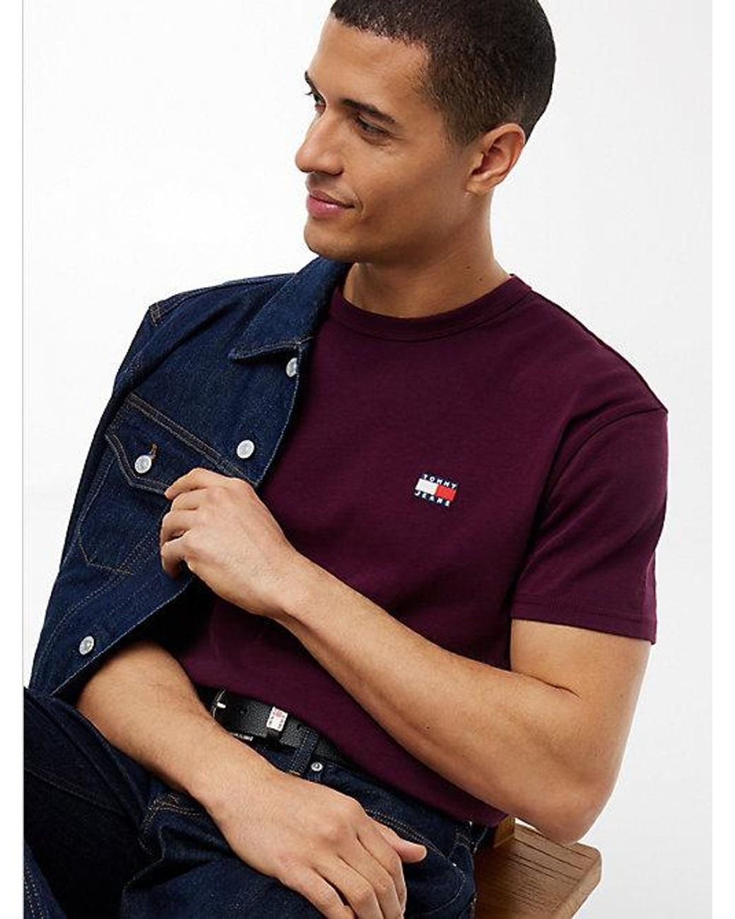 Tommy Hilfiger Purple Tommy Jeans Tommy Badge Jersey Crew Neck T-Shirt for men