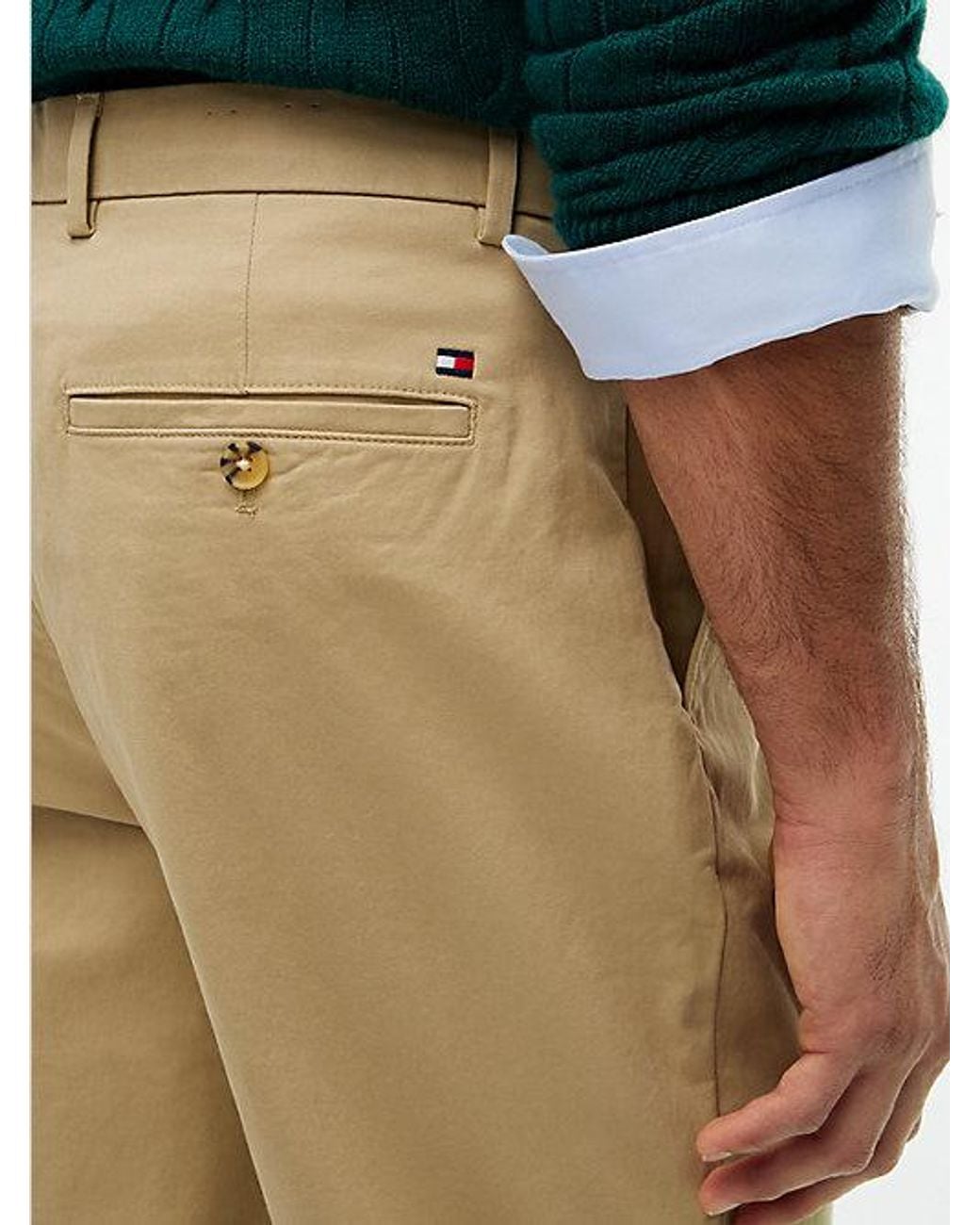 Tommy Hilfiger Natural Denton Slim Straight Leg Twill Chinos for men