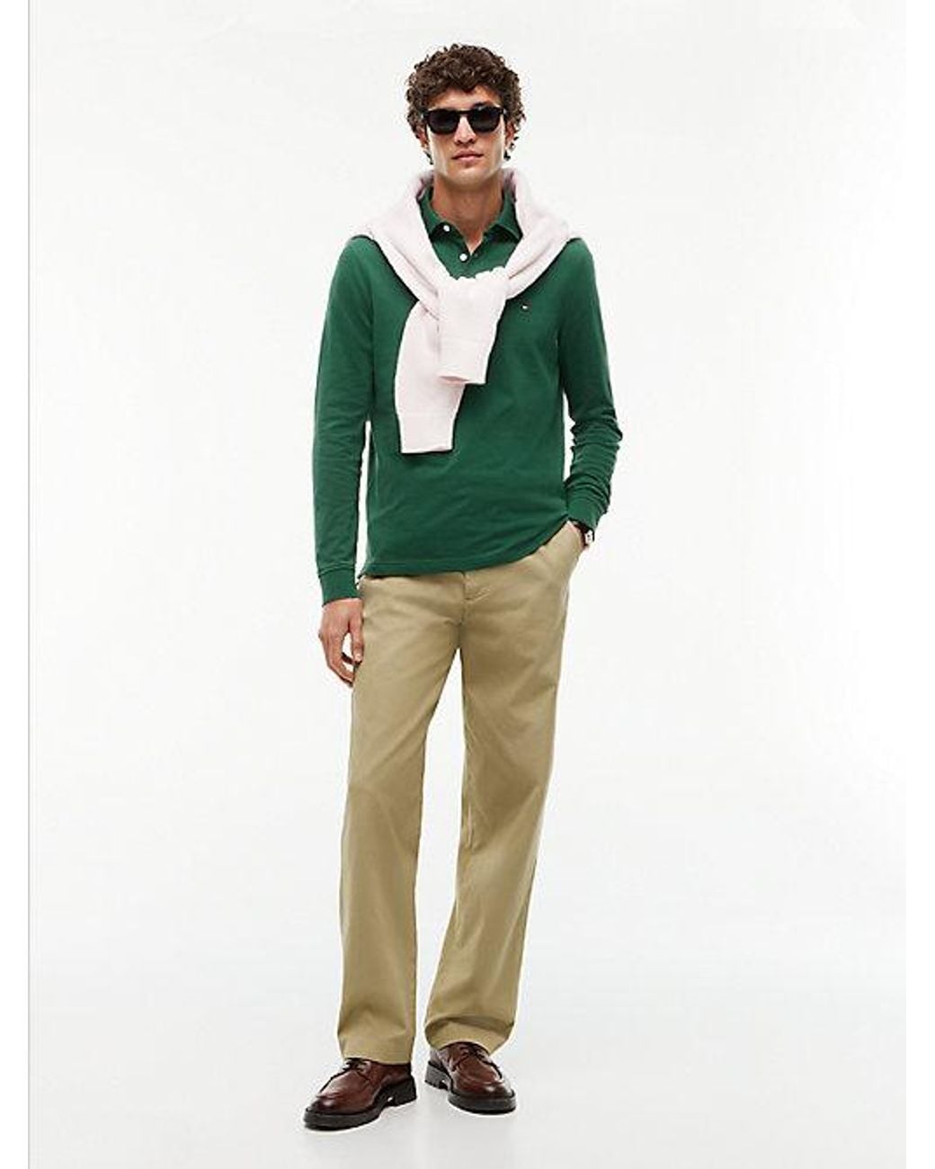 Tommy Hilfiger Green 1985 Regular Fit Long Sleeve Polo Shirt for men