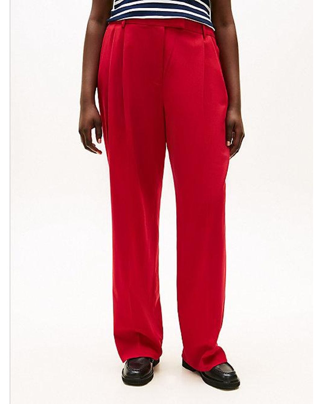 Tommy Hilfiger Red Curve Timeless Wool Blend Straight Leg Trousers