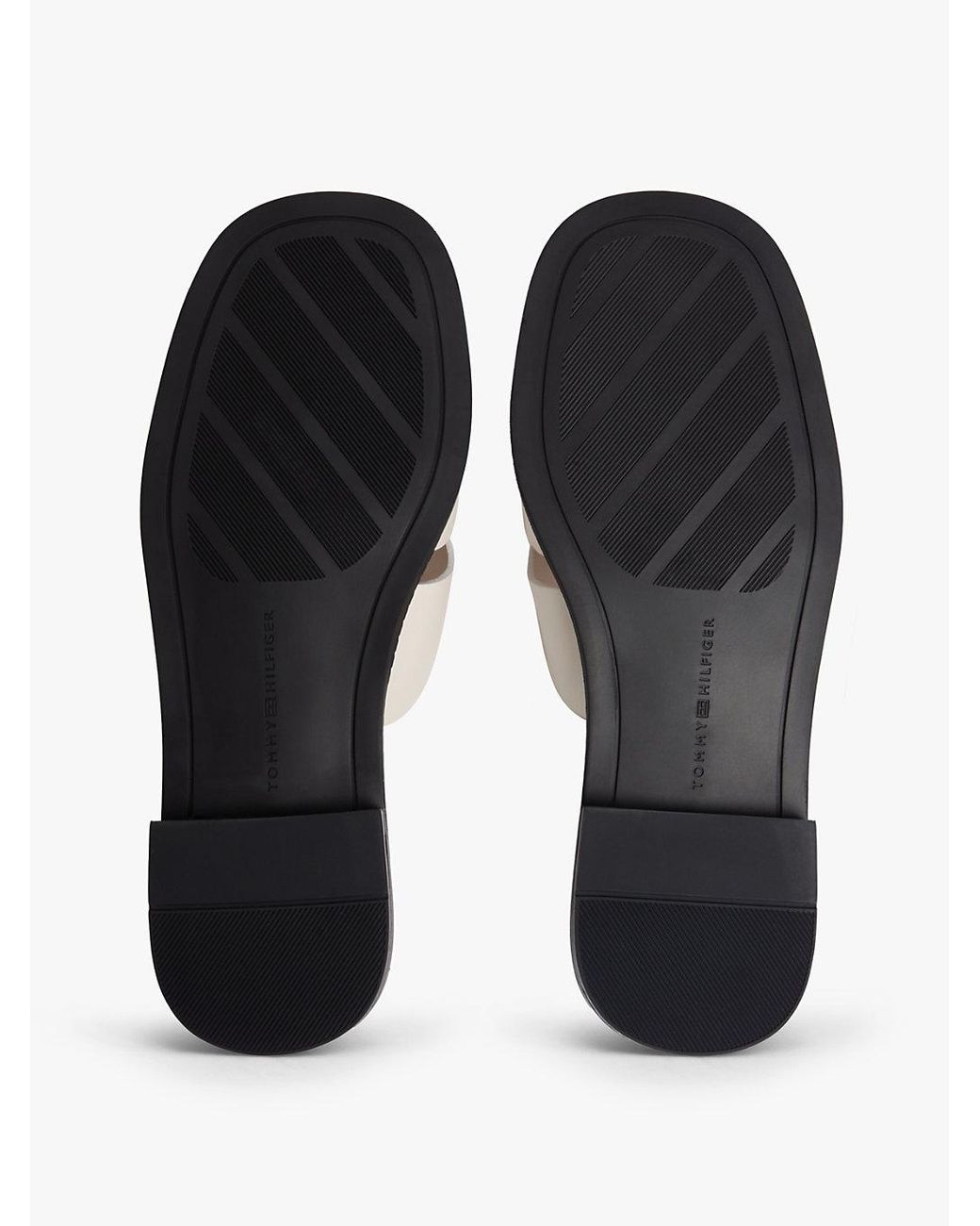 Tommy Hilfiger White Leather Crest Square Toe Sandals