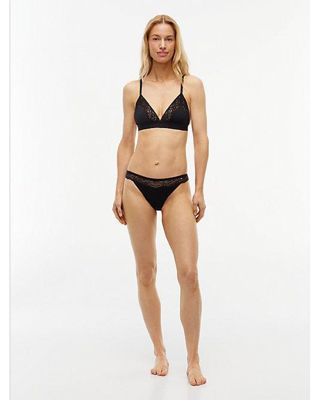 Tommy Hilfiger Natural Lace Trim Microfibre Thong