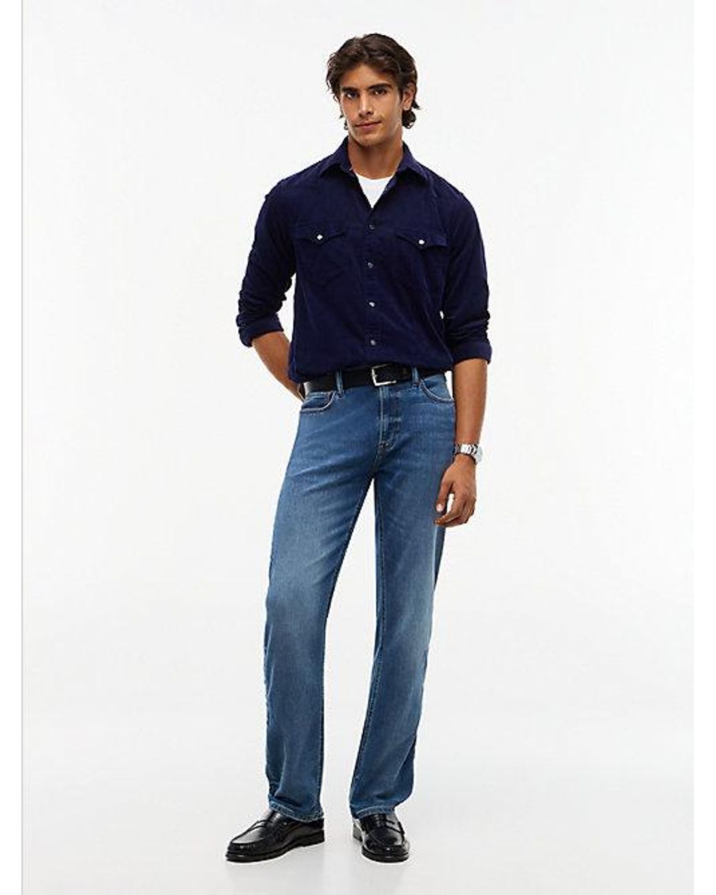 Tommy Hilfiger Blue Regular Fit Western Corduroy Shirt for men