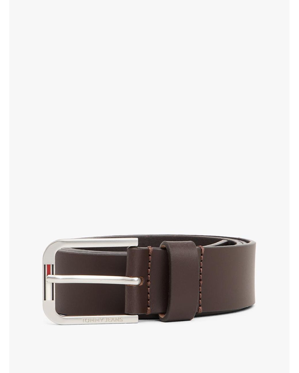 Tommy Hilfiger Brown Austin Signature Square Buckle Leather Belt for men
