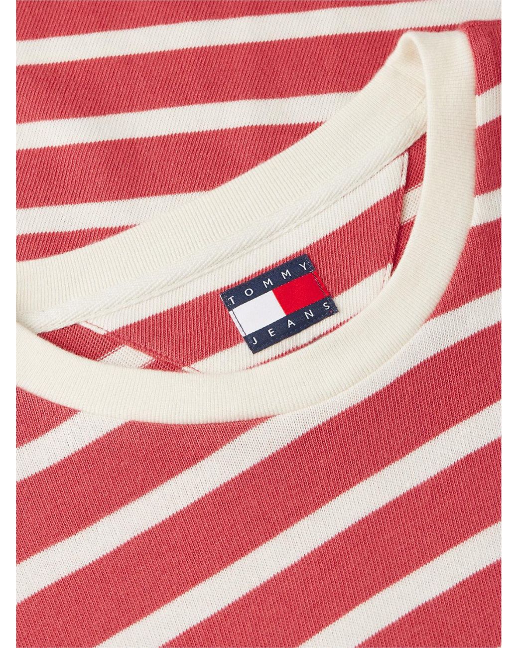 Tommy Hilfiger White Logo Label Stripe Relaxed Jersey T-Shirt for men