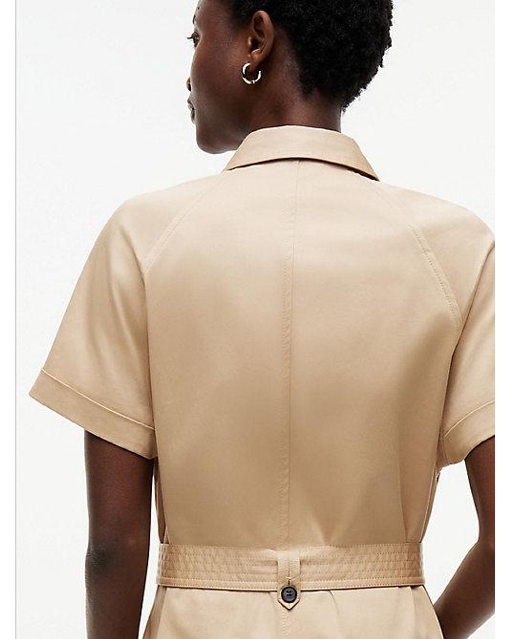 Tommy Hilfiger Natural Belted Twill Midi Shirt Dress