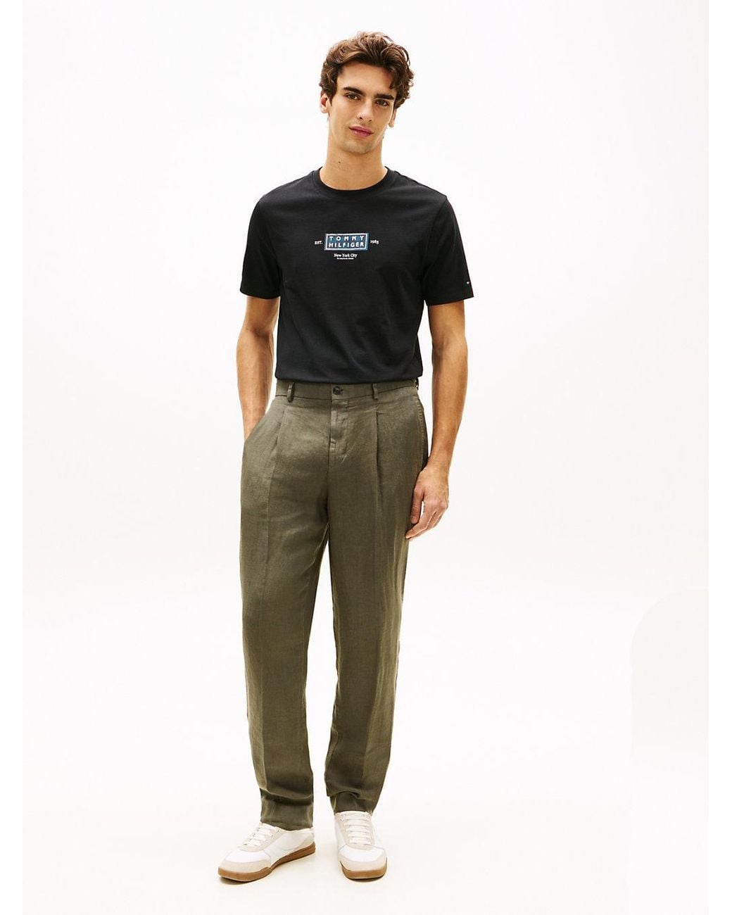 Tommy Hilfiger Black Heritage Logo Jersey Crew Neck T-Shirt for men