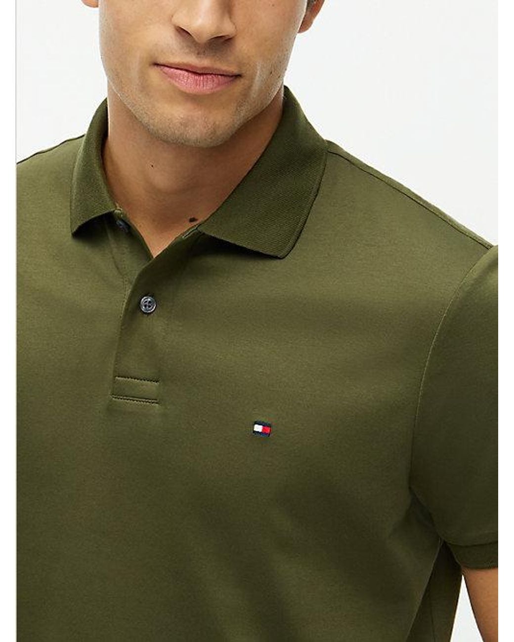 Tommy Hilfiger Green Fluid Cotton Interlock Knit Polo Shirt for men