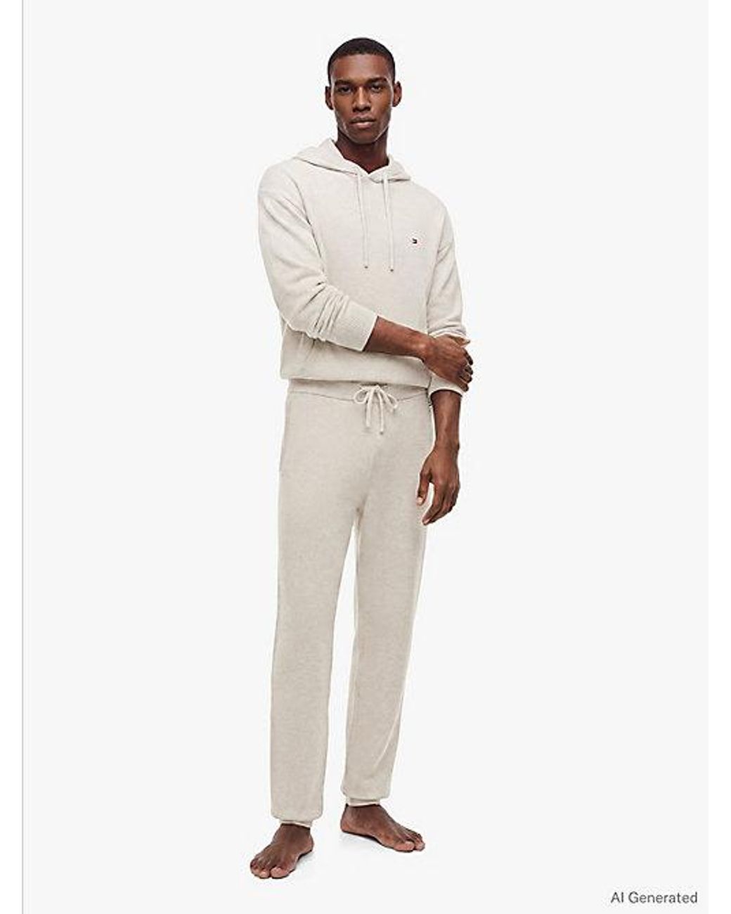 Tommy Hilfiger White Th Original Wool Blend Knit Lounge Joggers for men