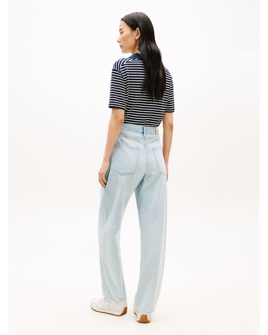 Tommy Hilfiger Blue Mid Rise Tapered Barrel Leg Jeans