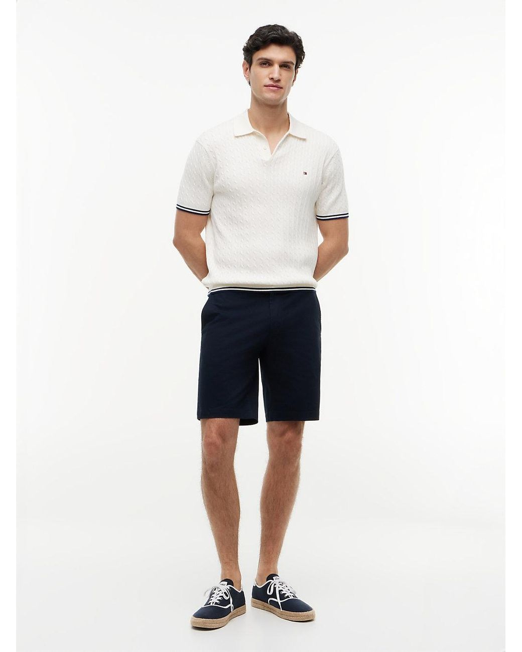 Tommy Hilfiger Blue Denton Twill Straight Fit Chino Shorts for men
