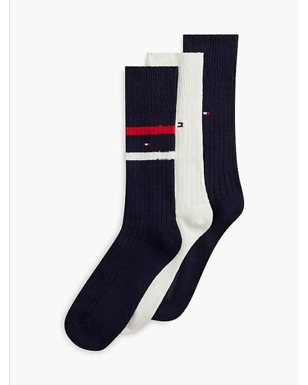 Tommy Hilfiger Blue 3 Pack Flag Embroidery Boot Socks Gift Box for men
