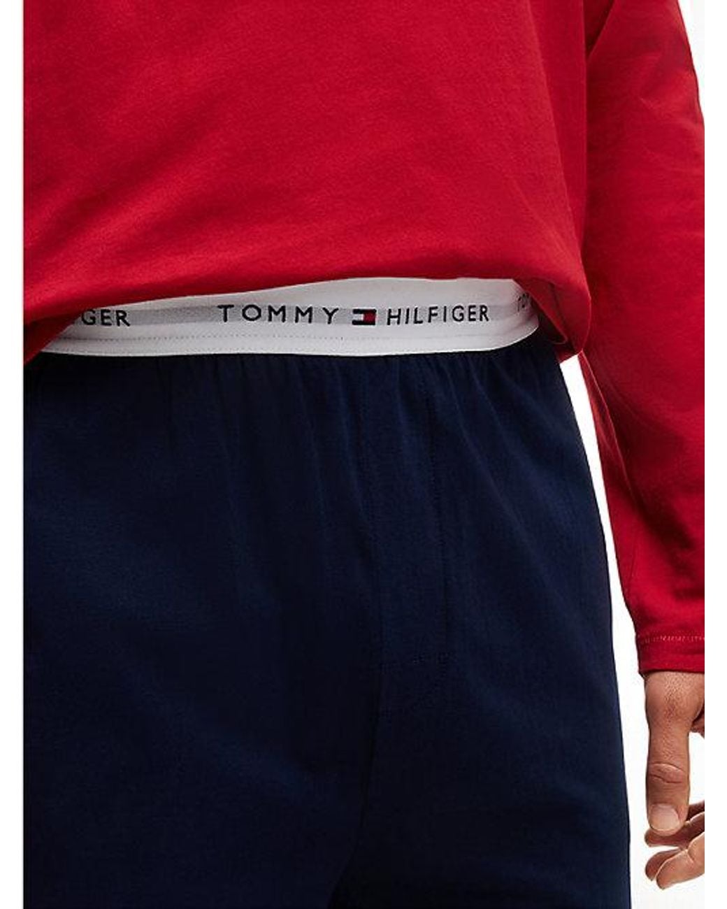 Tommy Hilfiger Red Signature Logo Waistband Pyjama Set for men