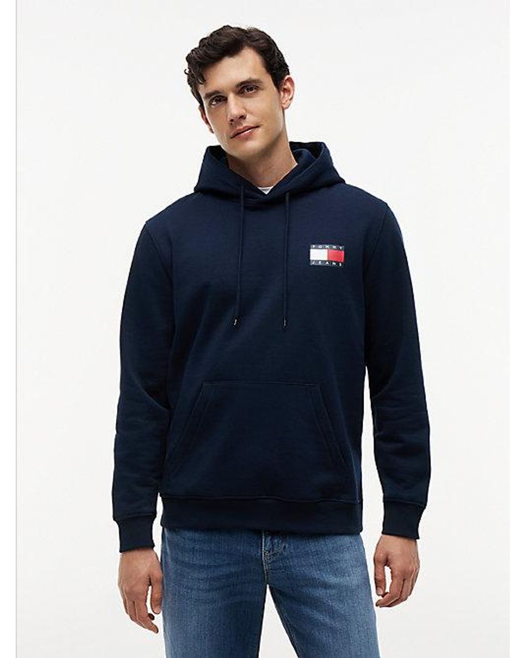 Tommy Hilfiger Blue Tommy Badge Terry Fleece Hoody for men