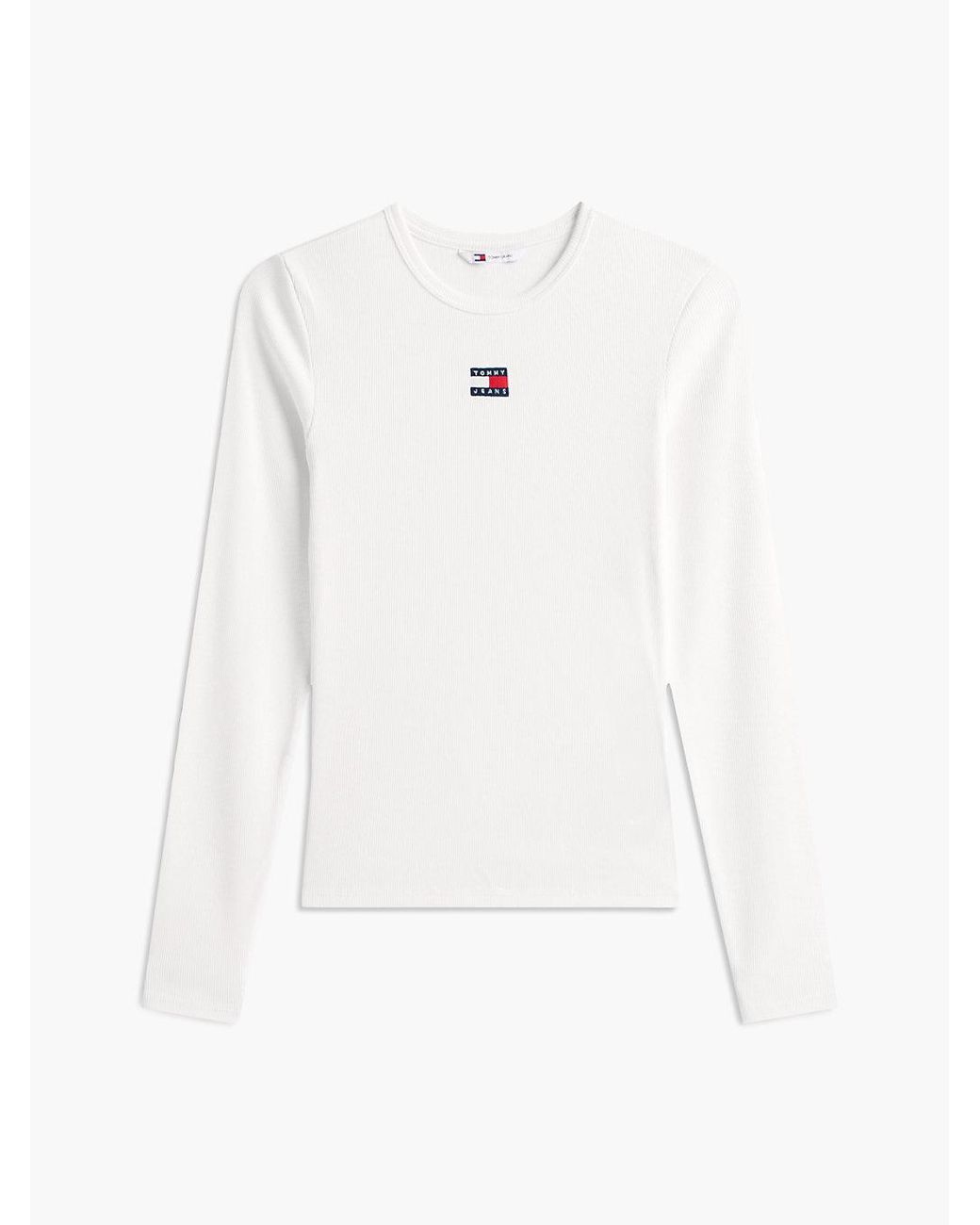 Tommy Hilfiger White Tommy Badge Slim Long Sleeve T-Shirt