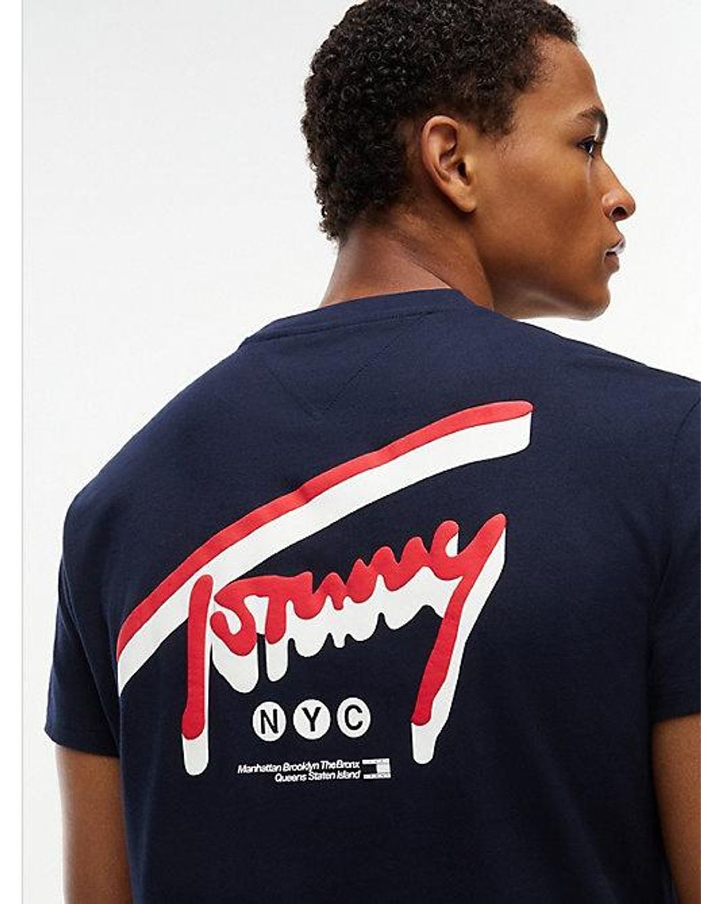 Tommy Hilfiger Blue Signature Back Logo Jersey T-Shirt for men