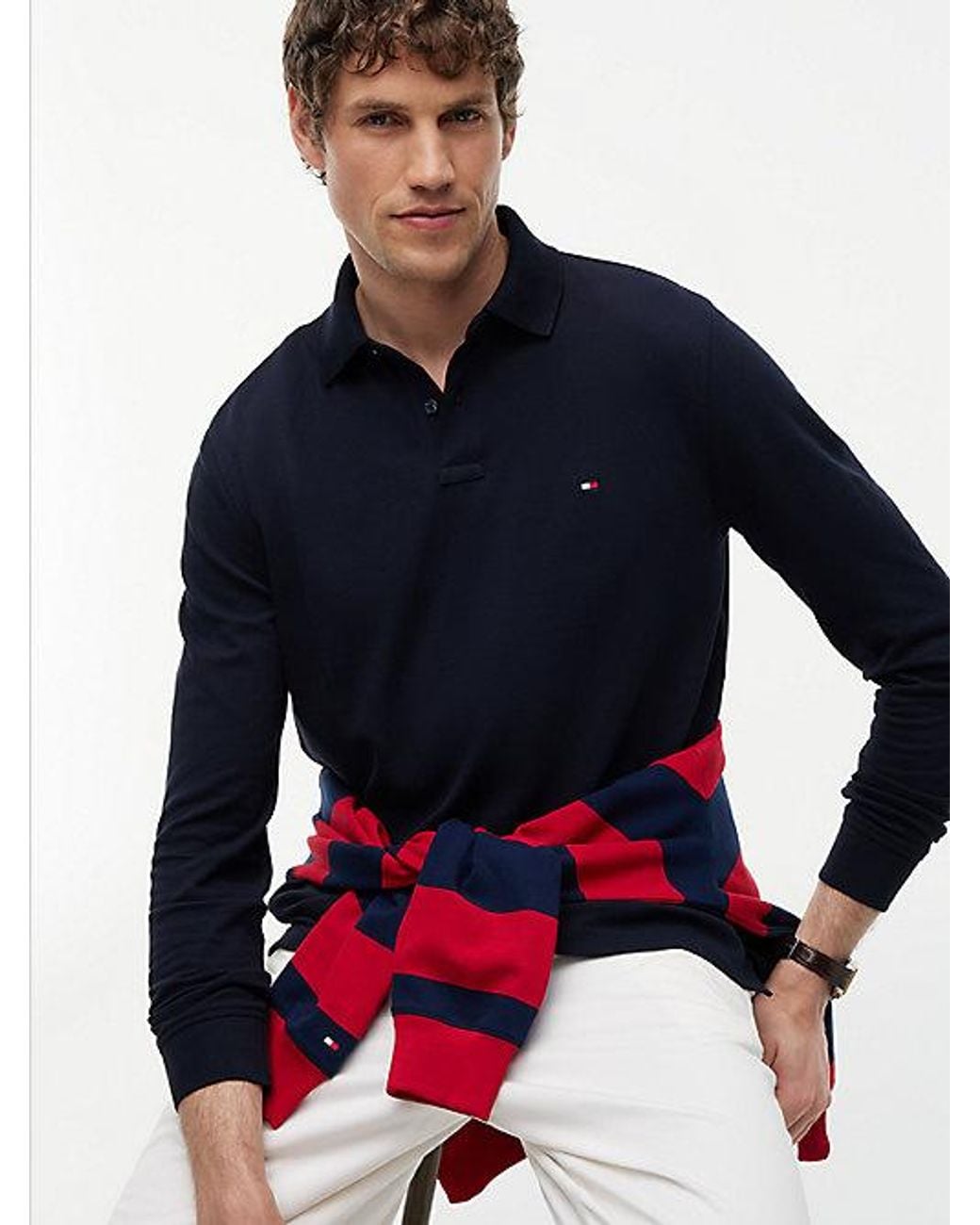 Tommy Hilfiger Blue 1985 Regular Fit Long Sleeve Polo Shirt for men