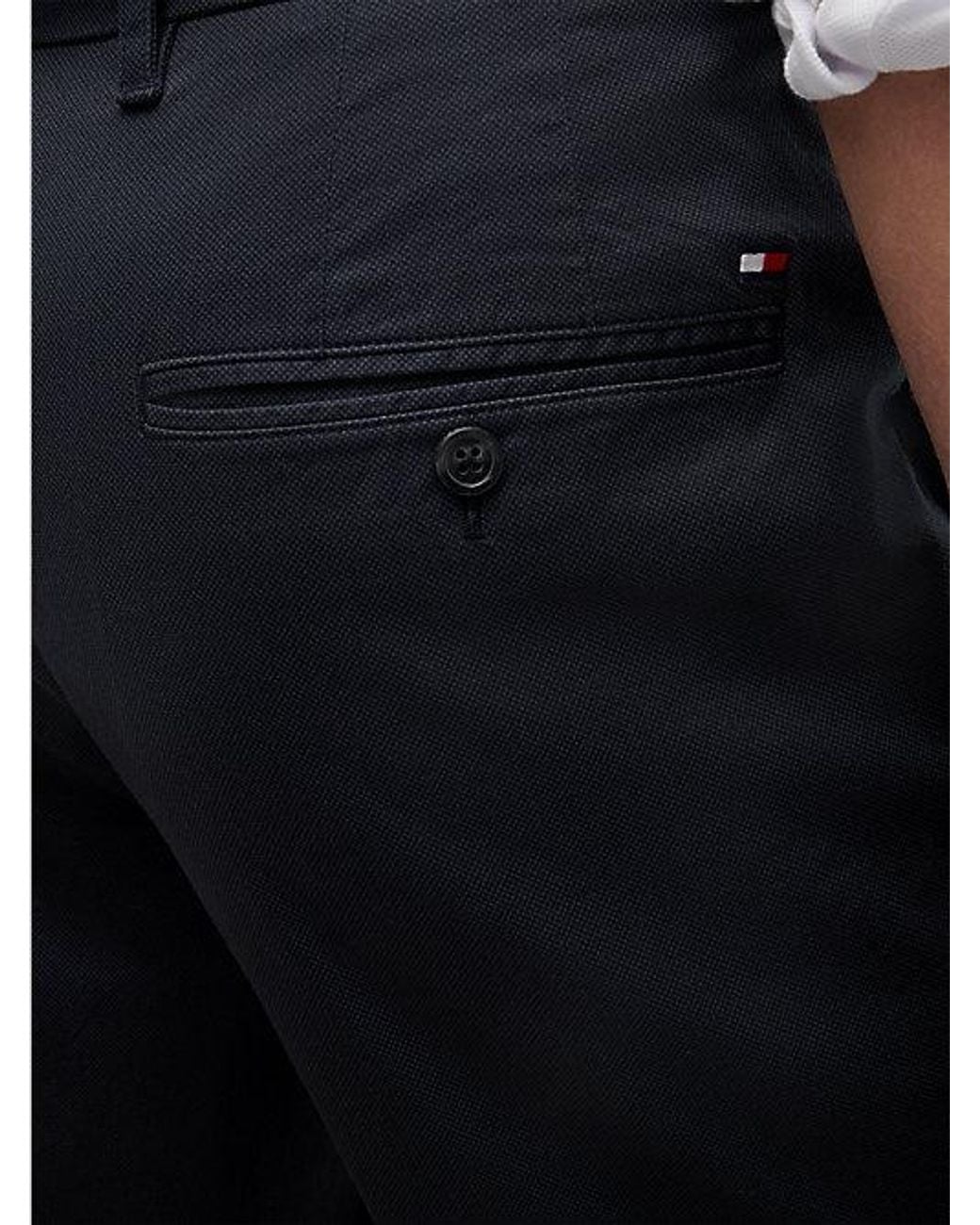 Tommy Hilfiger Blue Denton Slim Straight Textured Chinos for men