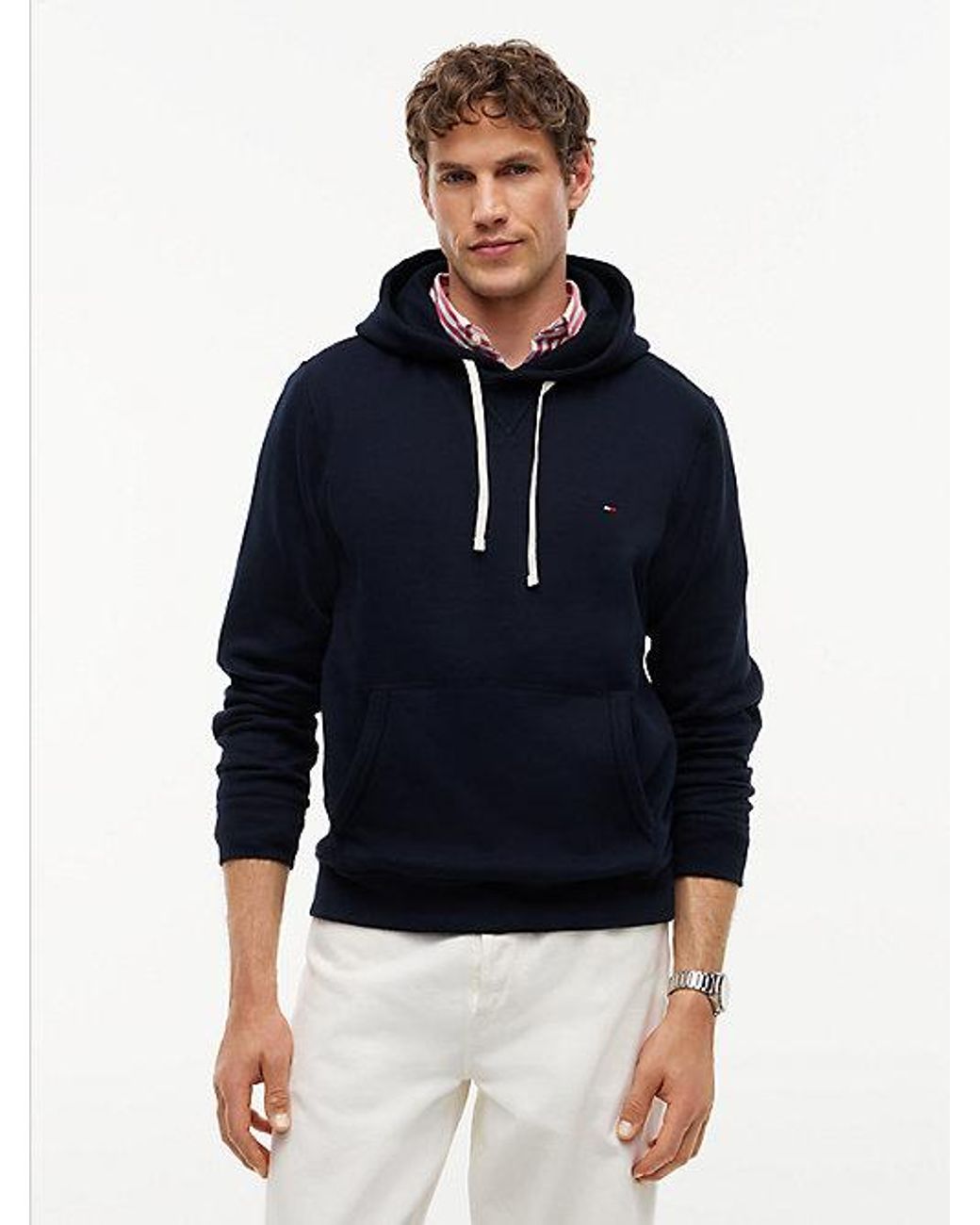 Tommy Hilfiger Blue Solid Everday Fleece Hoodies for men
