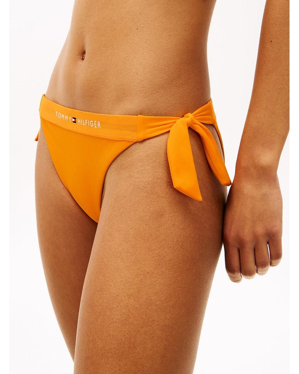Tommy Hilfiger Orange Original Logo Side Tie Bikini Bottoms
