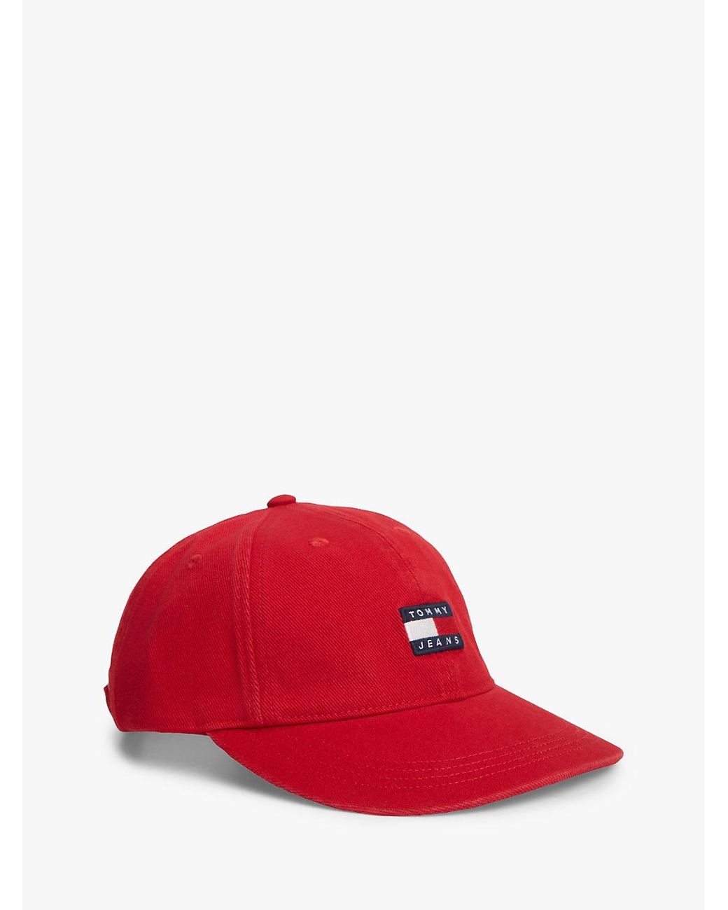 Tommy Hilfiger Red Wavy Logo Washed Twill Baseball Cap for men