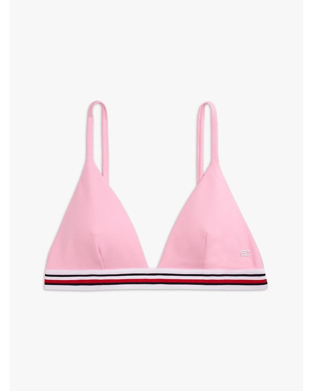 Tommy Hilfiger Orange Global Stripe Triangle Bikini Top