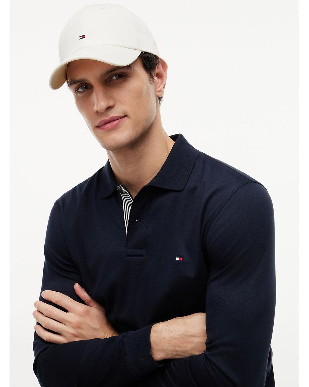 Tommy Hilfiger White Hilfiger Flag Embroidery Baseball Cap for men