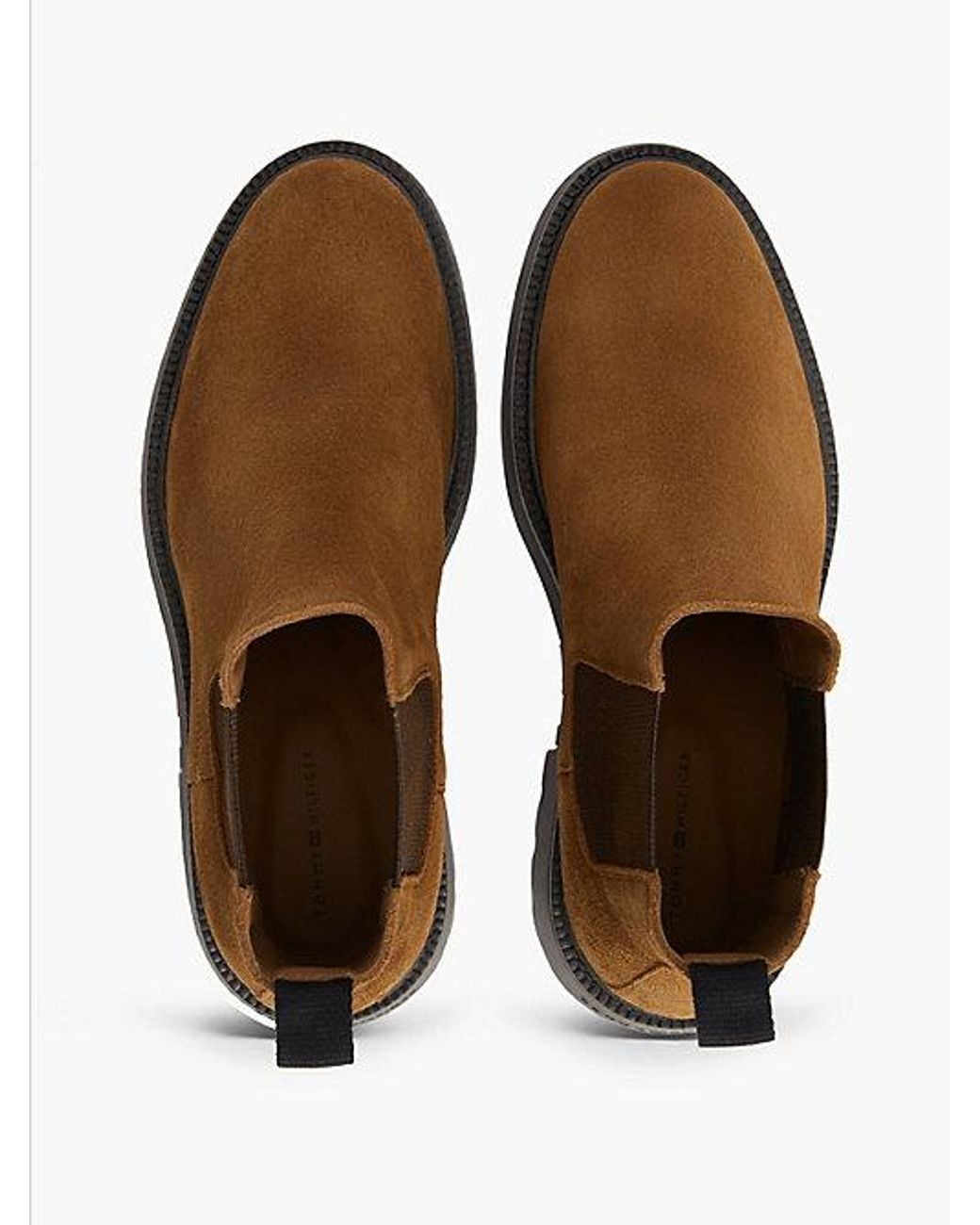 Tommy Hilfiger Brown Suede Embossed Cleat Chelsea Boots for men