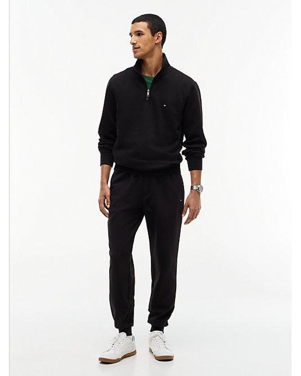 Tommy Hilfiger Black Intechno Knit Cuffed Joggers for men