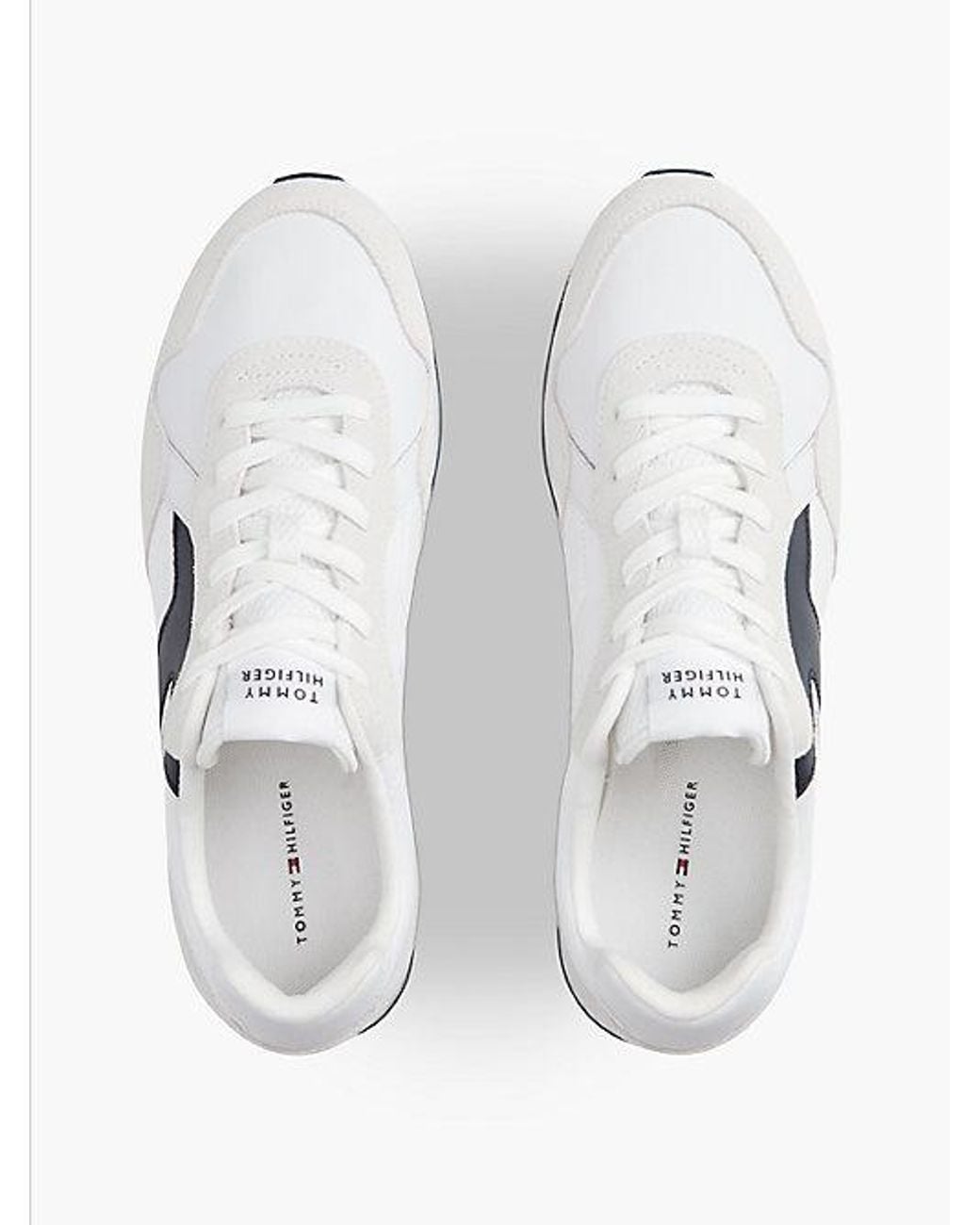 Tommy Hilfiger White Suede Mixed Texture Trainers for men
