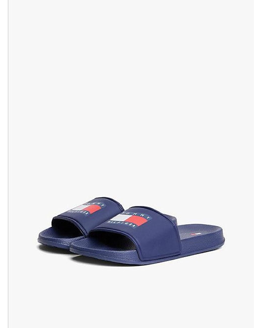Tommy Hilfiger Blue Wavy Flag Pool Slides
