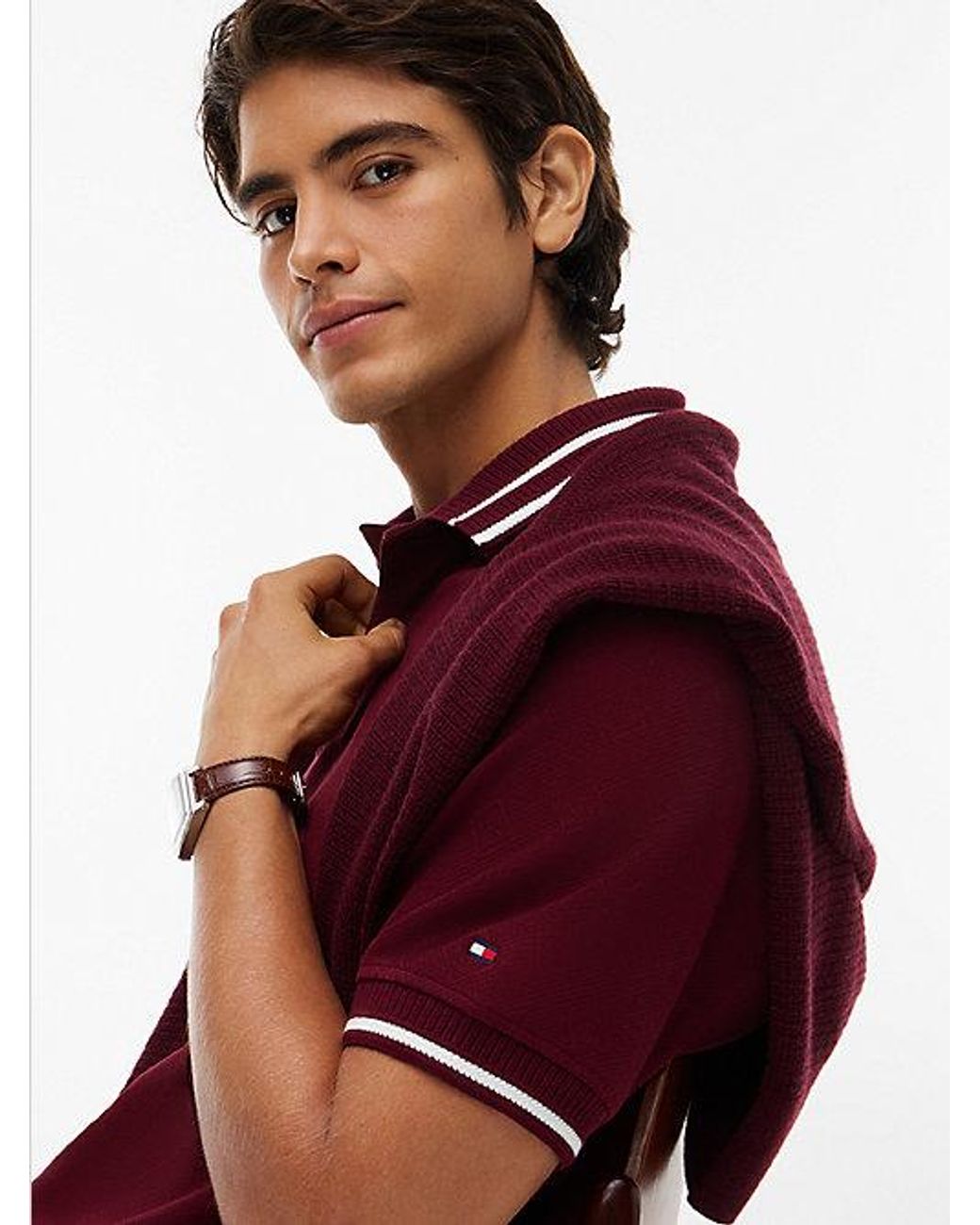 Tommy Hilfiger Red Relaxed Fit Foulard Jacquard Polo Shirt for men