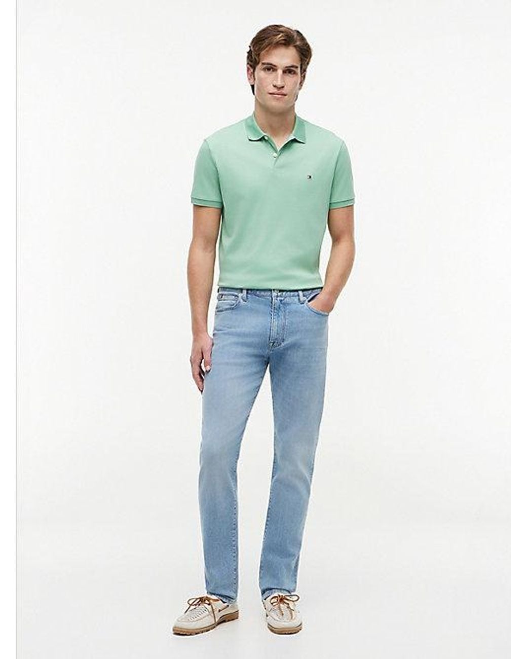 Tommy Hilfiger Green Fluid Cotton Interlock Knit Polo Shirt for men