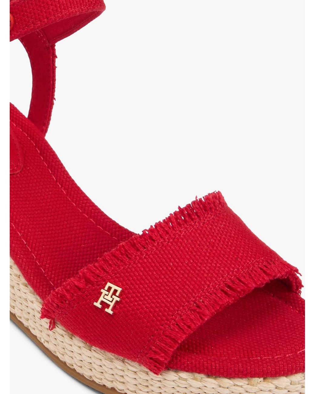 Tommy Hilfiger Red Th Monogram Woven Wedge Espadrilles