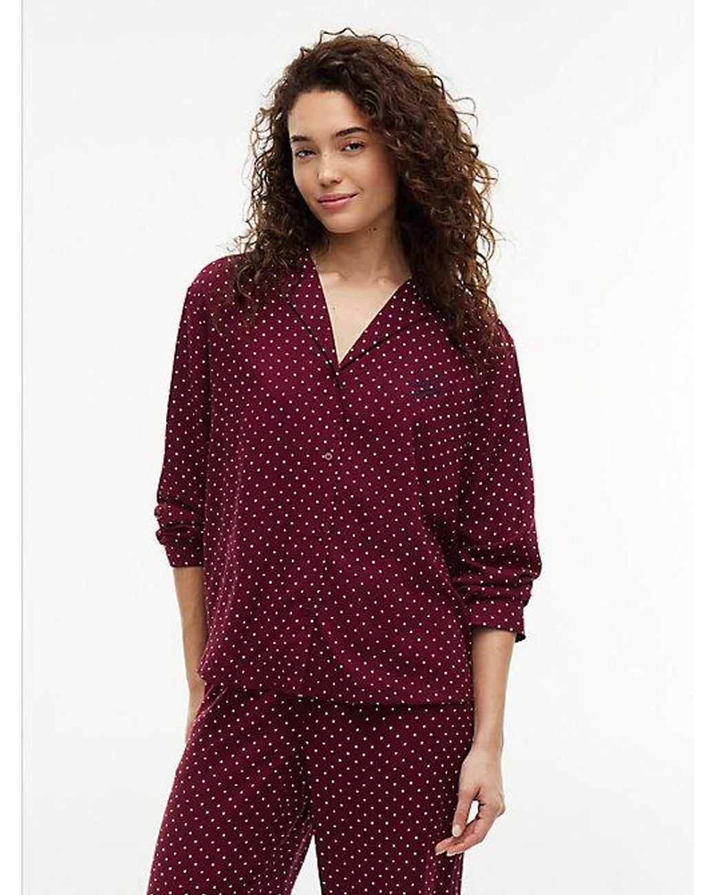 Tommy Hilfiger Red Essential Print Embroidery Relaxed Pyjama Shirt