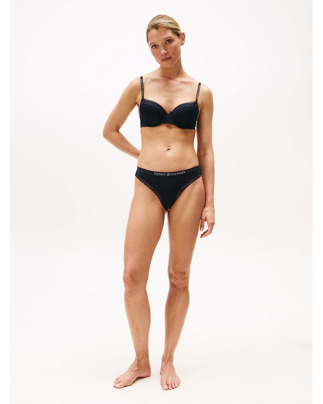 Tommy Hilfiger Blue Tonal Lace Demi-cup Bra