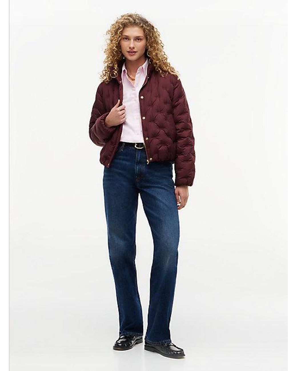 Tommy Hilfiger Red Tone Button Flag Down Quilted Jacket