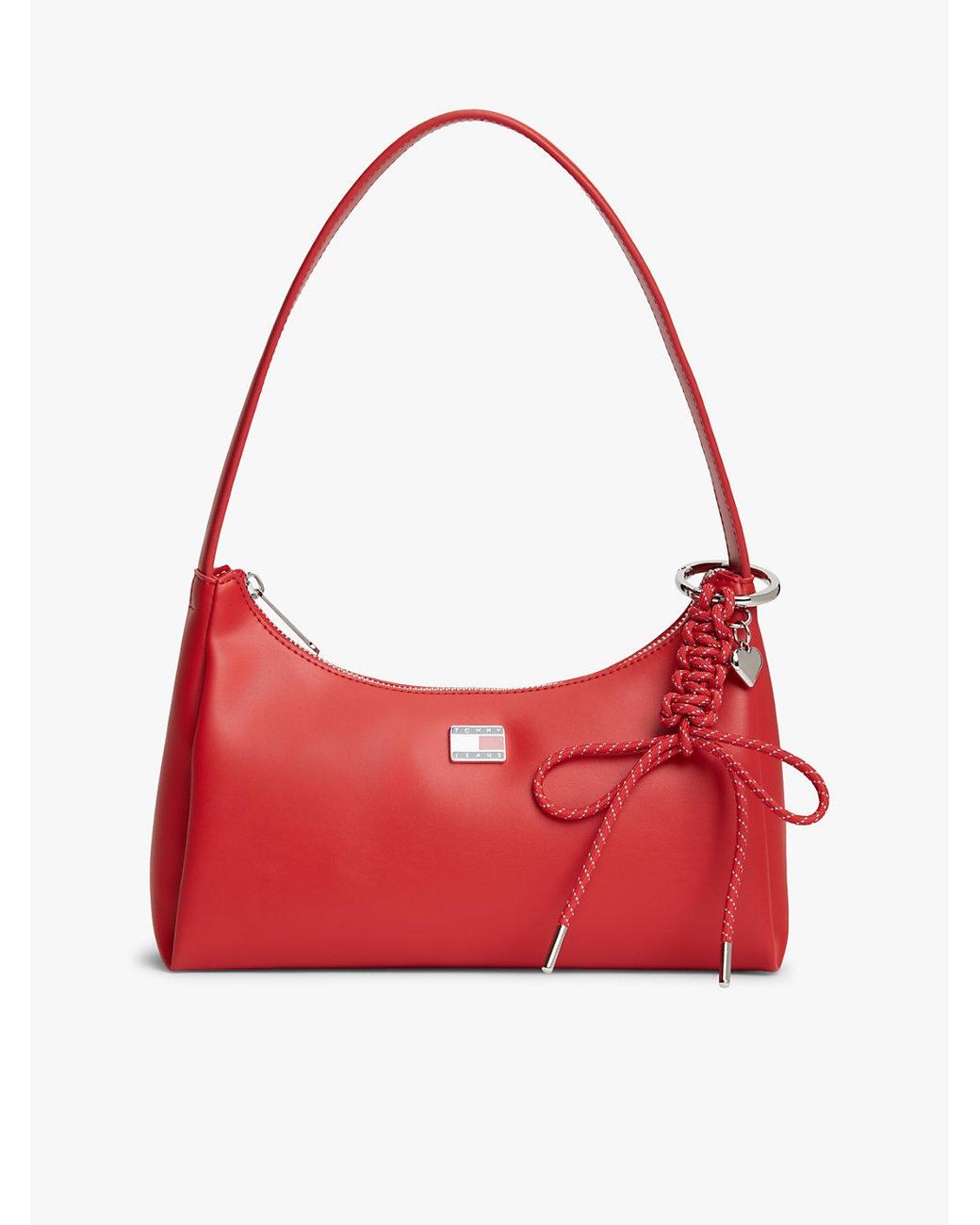Tommy Hilfiger Red Logo Charm Shoulder Bag