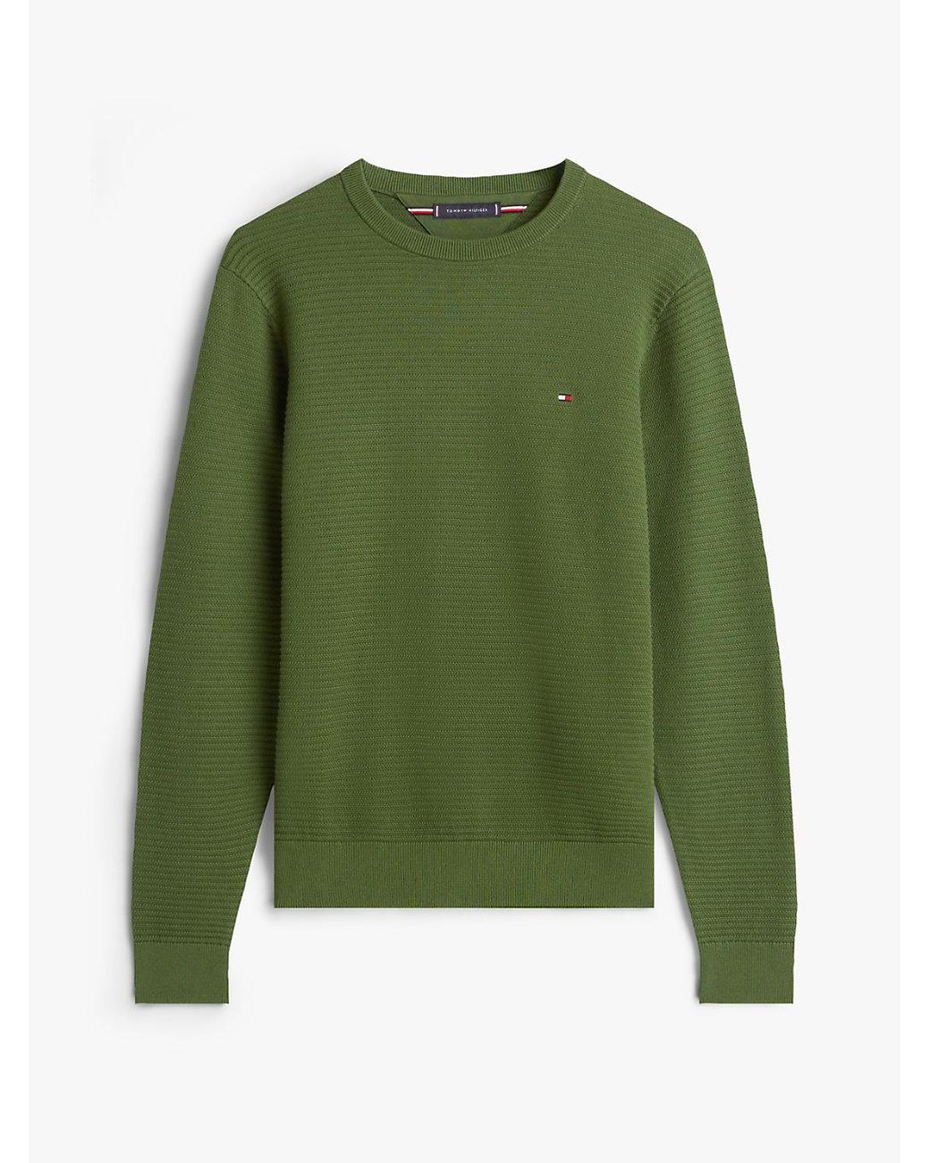 Tommy Hilfiger Green Structured Crew Neck Sweater for men