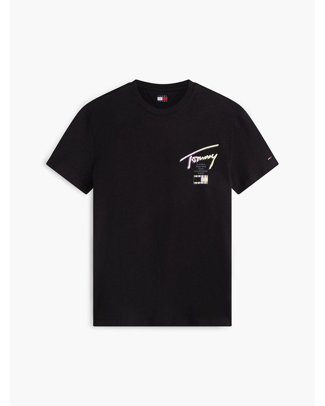 Tommy Hilfiger Black Signature Logo Crew Neck T-Shirt for men