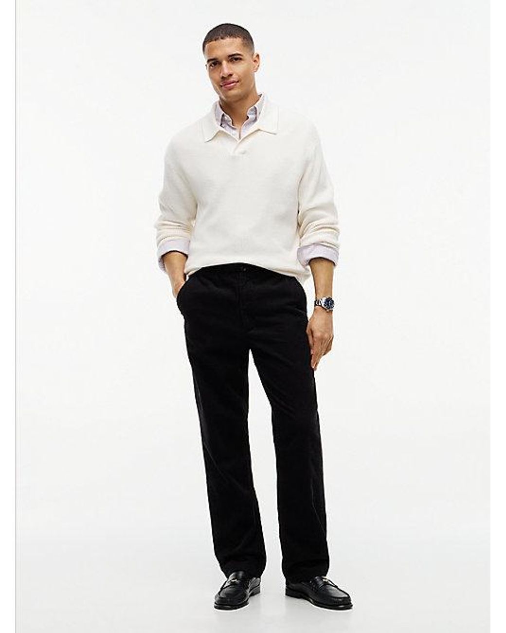 Tommy Hilfiger Black Dover Regular Straight Elasticated Corduroy Chinos for men