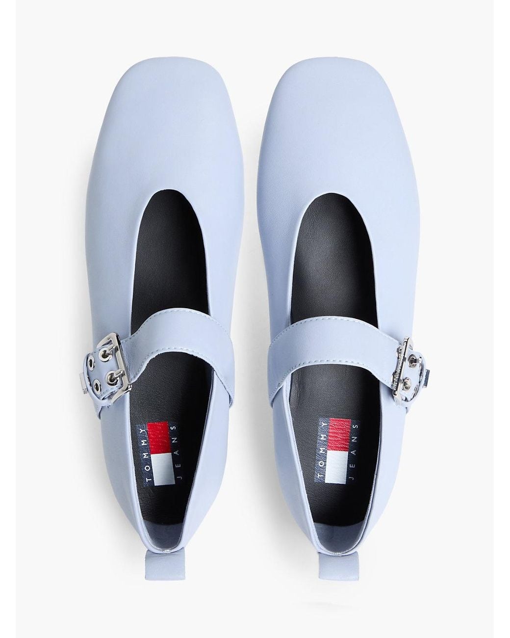 Tommy Hilfiger White Leather Buckle Ballerinas