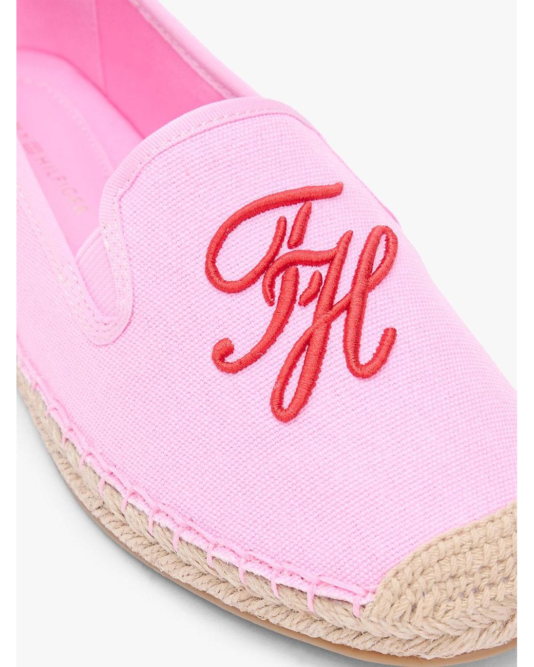 Tommy Hilfiger Pink Logo Embroidery Canvas Espadrilles