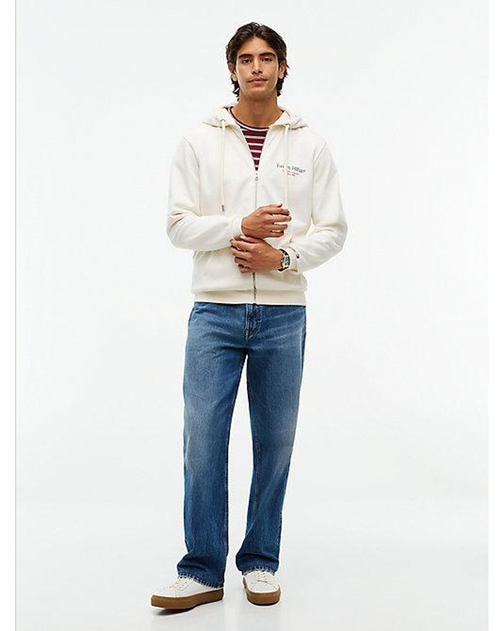 Tommy Hilfiger White Back Graphic Terry Zip Thru Hoody for men