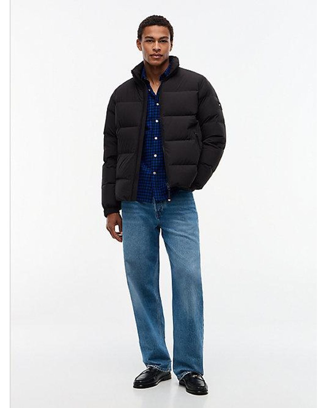 Tommy Hilfiger Pufferjack Met Logo Patch En Dons in het Blue voor heren
