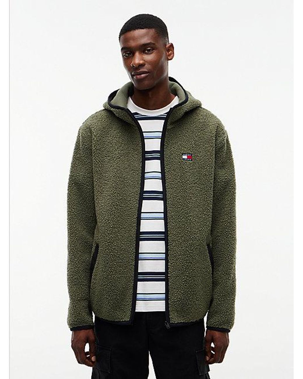 Tommy Hilfiger Green Tommy Jeans Badge Teddy Jacket for men