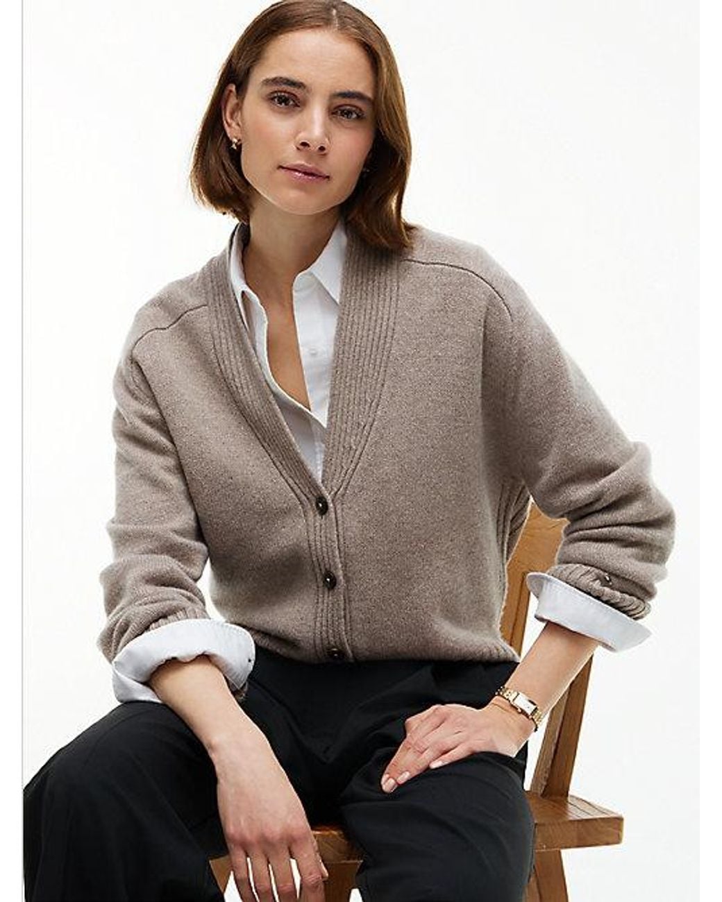 Tommy Hilfiger Gray Cashmere Blend Relaxed V Neck Cardigan