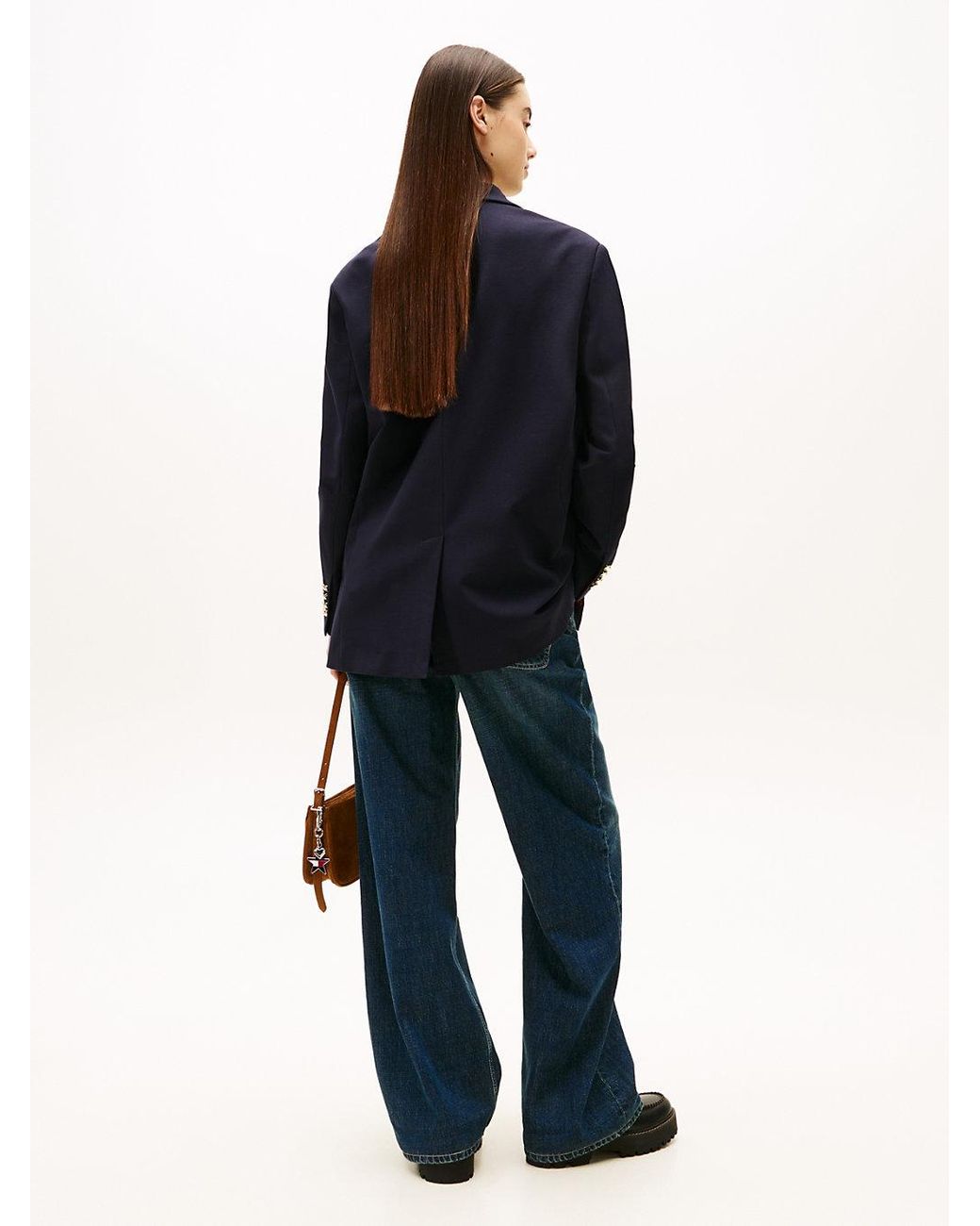 Tommy Hilfiger Blue Tommy Girl Logo Oversized Fit Jersey Blazer