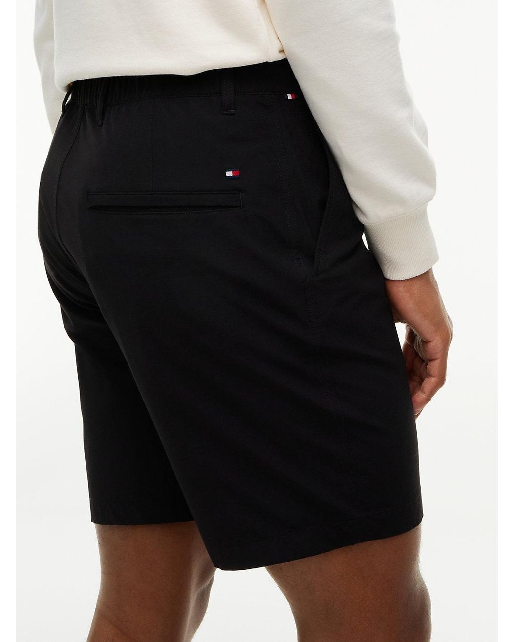 Tommy Hilfiger Black Dover Flag Embroidery Regular Fit Chino Shorts for men