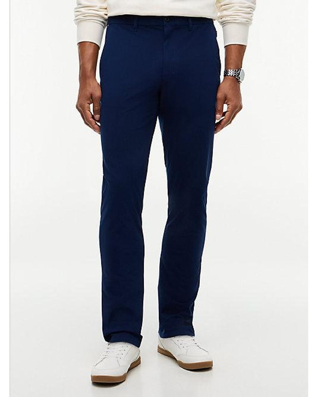Tommy Hilfiger Blue Denton Slim Straight Performance Tech Knit Chinos for men